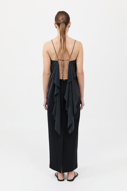 Silk Drape Top 絲綢垂墜上衣 - 黑色