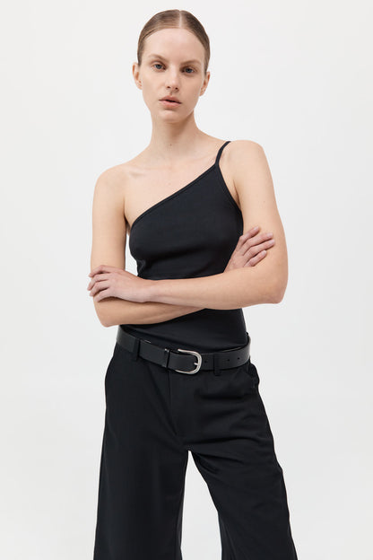 Organic Cotton One Shoulder Tank 有機棉單肩背心 - 黑色