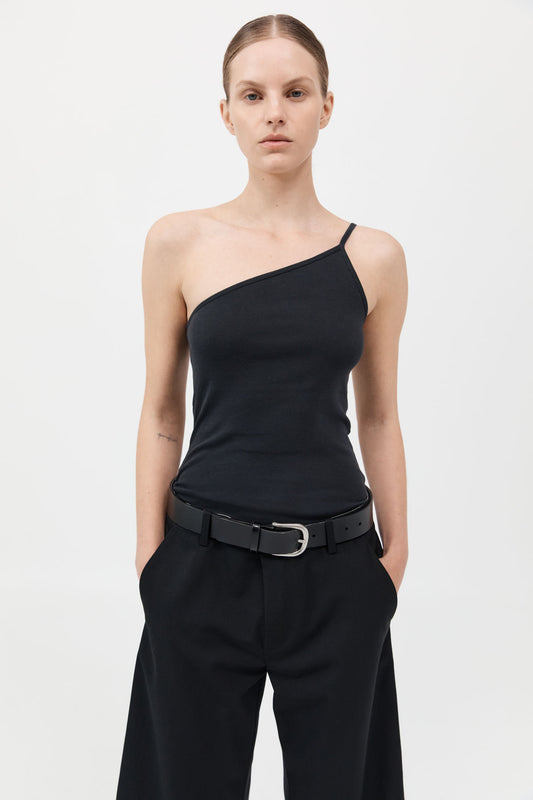 Organic Cotton One Shoulder Tank 有機棉單肩背心 - 黑色