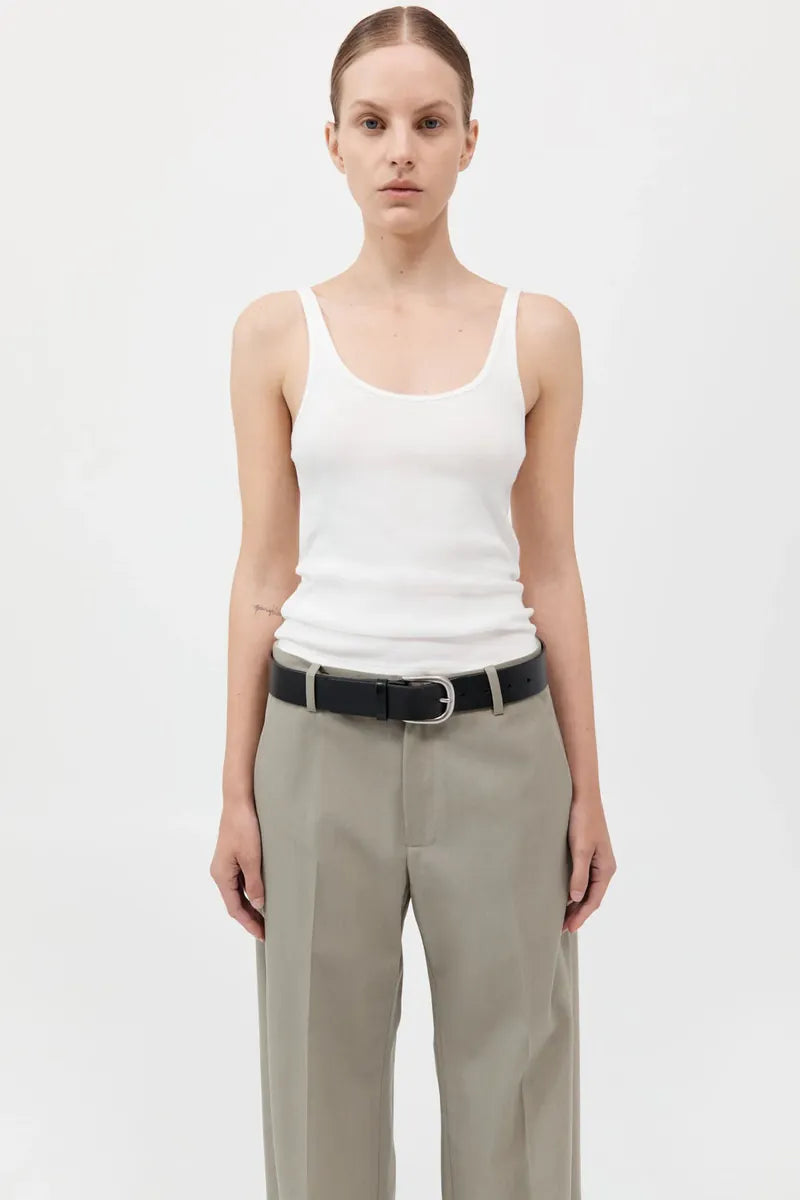 Organic Cotton Slim Scoop Tank有機棉背心-白色