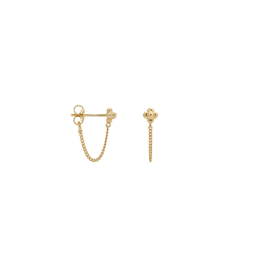 Single Blossom Chain Earrings 花朵鏈條