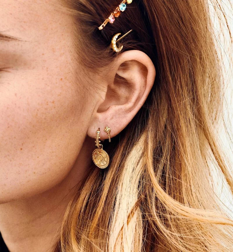 Single Blossom Chain Earrings 花朵鏈條