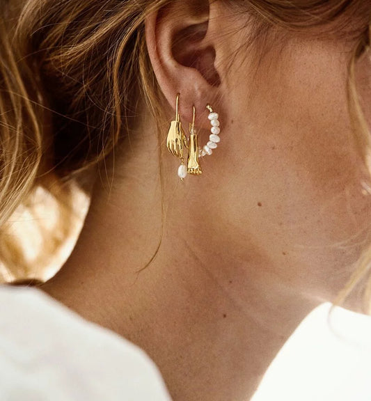 Pearl Earrings 巴洛克珍珠耳環(商品氧化需重新鍍金）