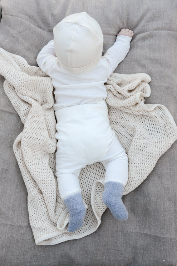 嬰兒柔軟毛圈棉襪(藍色）