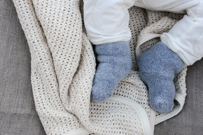 嬰兒柔軟毛圈棉襪(藍色）